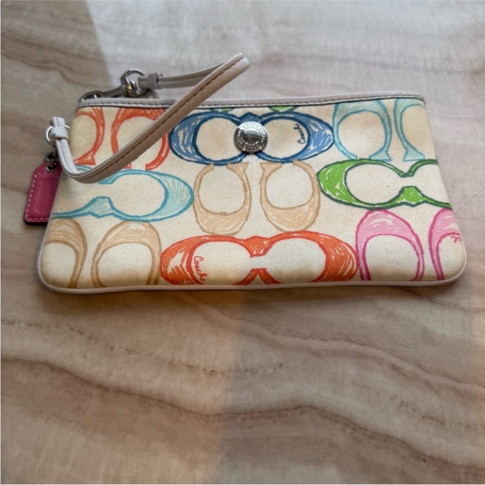 Coach Hampton Scribble C Colorful Large Wristlet